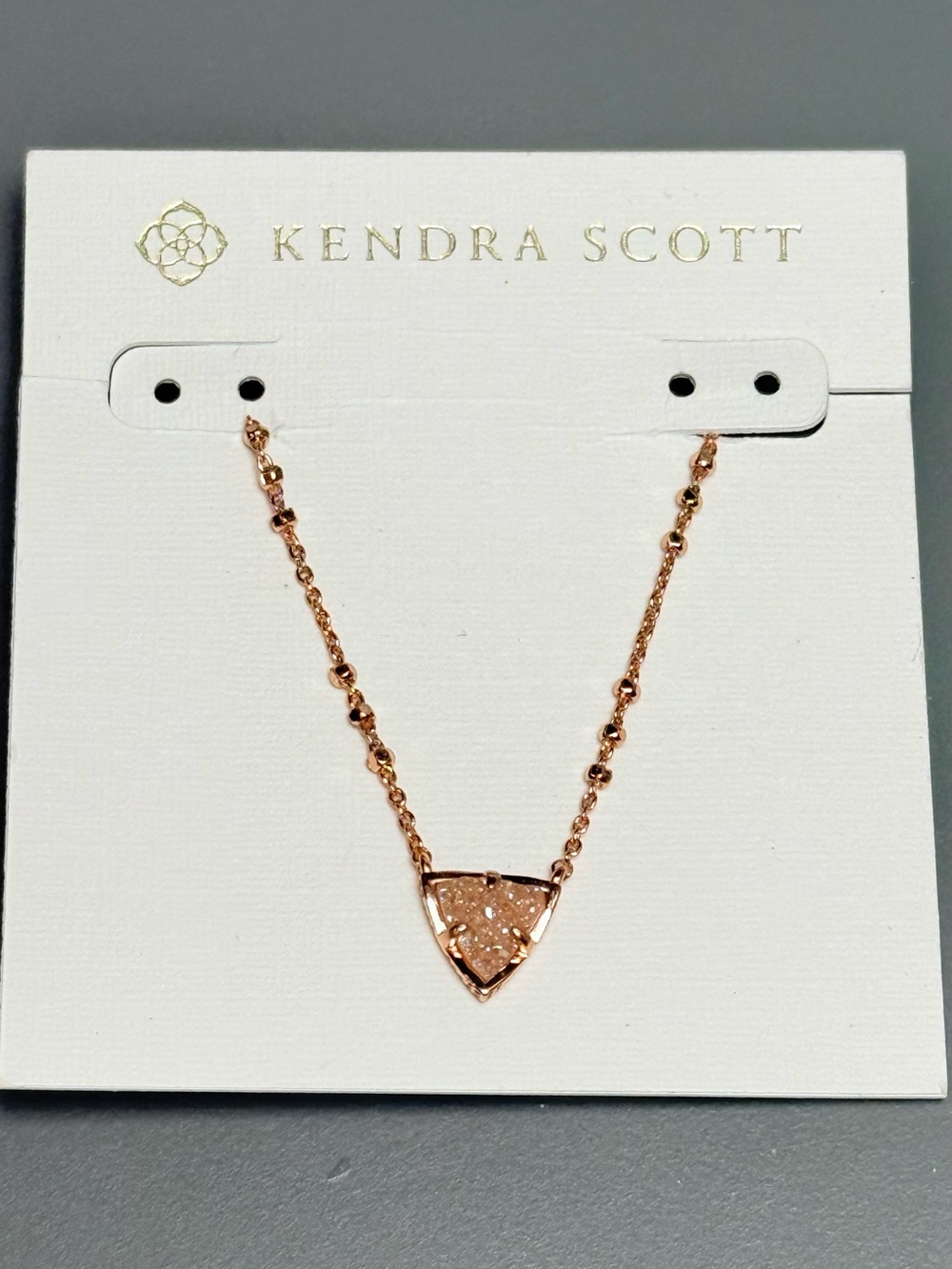Kendra Scott *PROTOTYPE* Perry RG Necklace in Sand Drusy - Picture 3 of 4